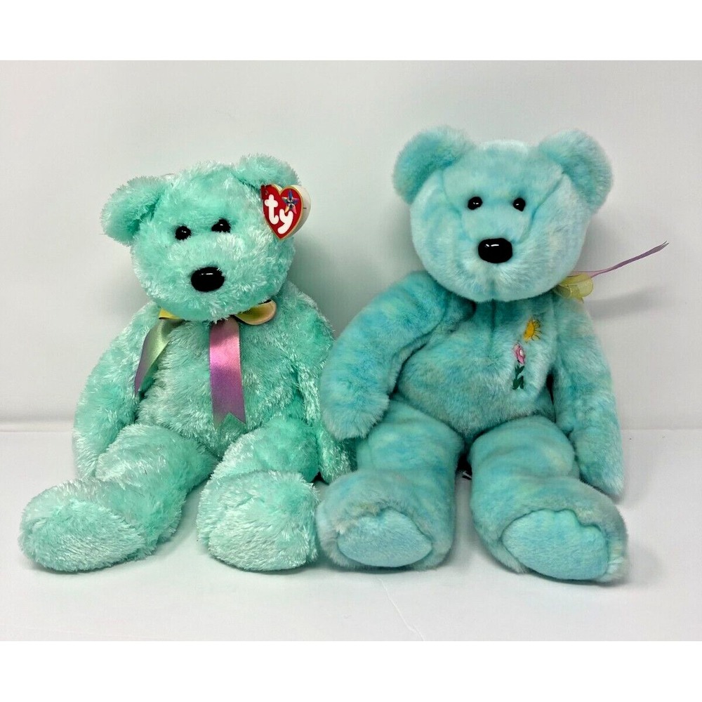 Ty Beanie Buddy Ariel Bear 12" Green Sherbet Tie Dye Plush Stuffed Animal Lot